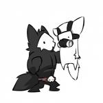 ambiguous_gender black_body black_fur chibi duo fur gas_mask mask muscular white_body white_fur guardian_fish changed_(video_game) dad_'n_me newgrounds the_behemoth_(company) dr._k_(changed) puro_(changed) canid canine canis mammal monster wolf 1:1