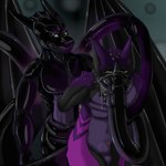 black_body black_horn black_wings dart deep_throat fur goop grin horn latex oral oral_penetration penetration purple_body purple_fur smile tentacles trapped wings dizrahk_(artist) mythology edurran dragon mythological_creature mythological_scalie scalie 1:1 absurd_res hi_res