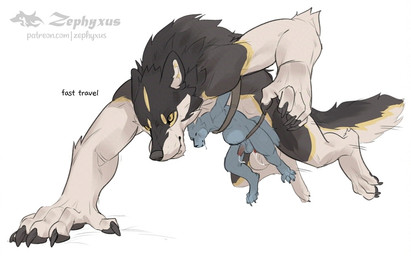 abdominal_bulge anal anal_penetration anthro anthro_on_anthro anthro_penetrated anthro_penetrating anthro_penetrating_anthro belly_riding biped black_body black_fur bound digitigrade duo fur larger_male male male/male male_penetrated male_penetrating male_penetrating_male multicolored_body multicolored_fur nude_anthro nude_male paws penetration penile penile_penetration penis_in_ass sex size_difference smaller_male smaller_penetrated text white_body white_fur yellow_body yellow_eyes yellow_fur zephyxus mythology favonius canid canine mammal mythological_canine mythological_creature werecanid werecanine werecreature werewolf 2026 digital_media_(artwork) english_text