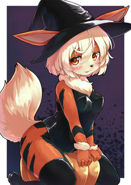 5_fingers amber_eyes anthro anthrofied arm_tuft black_body black_fur black_nose blep blush breasts claws cleavage clothed clothing costume female female_anthro finger_claws fingers fluffy food fruit fur furgonomics hair halloween_costume hat headgear headwear holidays kemono kneeling legwear looking_at_viewer multicolored_body multicolored_fur neck_tuft orange_body orange_fur plant pokemorph pumpkin short_hair sitting sitting_on_pumpkin solo straddling thigh_highs tongue tongue_out tuft white_body white_fur white_hair witch_hat wrist_tuft kageroh halloween nintendo pokemon arcanine canid canine generation_1_pokemon mammal pokemon_(species) 2021 digital_media_(artwork) hi_res