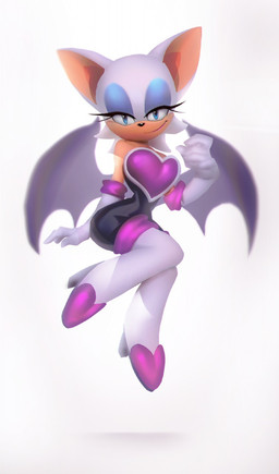 anthro black_clothing black_nose blue_eyes closed_smile clothed clothing eyelashes female fully_clothed glistening glistening_eyes grey_wings looking_at_viewer membrane_(anatomy) membranous_wings mouth_closed purple_clothing simple_background smile smirk solo unsigned white_background white_body wings shermugi sega sonic_the_hedgehog_(series) rouge_the_bat bat mammal 2020 full-length_portrait hi_res portrait