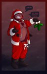 anthro beard belly bottomwear christmas_clothing christmas_headwear clothing costume facial_hair genitals hat headgear headwear holidays humanoid_genitalia humanoid_hands humanoid_penis male moobs nipples pants penis santa_costume santa_hat slightly_chubby solo text szremna christmas password_(visual_novel) oswin_(password) mammal suid suine sus_(pig) wild_boar 2021 absurd_res english_text hi_res