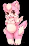 anthro brown_eyes female fur kemono mascot pink_body pink_fur simple_background solo rag._(artist) shibasaki_saki canid canine canis domestic_dog mammal alpha_channel