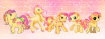 2018 accessory big_eyes blonde_hair blonde_highlights bokeh bow_ribbon colored conphettey cutie_mark earth_pony equid equine eyelashes fan_character female feral friendship_is_magic furgonomics green_eyes hair hasbro heart_eyes heart_symbol hi_res highlights_(coloring) hooves horse looking_at_viewer looking_back looking_back_at_viewer mammal mlp_g1 mlp_g2 mlp_g3 multicolored_hair multicolored_tail my_little_pony my_little_pony_(2003) my_little_pony_(2009) open_mouth open_smile orange_body orange_hair orange_tail pink_hair pink_hooves pink_tail pony pre-g4 prick_ears ribbons shaded smile snout solo sparkles style_emulation tail tail_accessory tail_bow tail_ribbon toony y2k_(graphic_design) yellow_tail