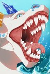 anthro bodily_fluids dripping male mouth_shot open_mouth presenting saliva saliva_drip saliva_on_tongue side_view solo teeth teeth_showing throat white_body blakezarks kobold cel_shading headshot_portrait hi_res portrait shaded