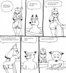 2016 anthro bath bathing bathtub bernielover black_and_white canid canine clothed clothing comic dialogue disney duo english_text female fox frown hi_res humor inside judy_hopps lagomorph leporid looking_down male male/female mammal monochrome nick_wilde nude nurse nurse_clothing nurse_uniform rabbit red_fox simple_background sitting smile standing text toy true_fox uniform white_background zootopia