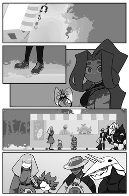 ambiguous_gender bag biped clothed clothed_female clothed_human clothing detailed_background female female_human feral food food_stand forest group hair insect_wings long_hair mountain plant ponytail popsicle question_mark size_difference smaller_feral tree walking wings cuchuflin fakemon nintendo pokemon frida_(cuchuflin) romi_(cuchuflin) aggron cryogonal generation_3_pokemon generation_5_pokemon generation_7_pokemon human mammal pokemon_(species) regional_form_(fakemon) ribombee scraggy 2026 absurd_res comic digital_drawing_(artwork) digital_media_(artwork) greyscale hi_res monochrome