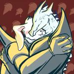 abstract_background anthro dessert duo food hug ice_cream knight love male male/male pink_nose romantic romantic_couple warrior neophyte-redglare mythology undertale undertale_(series) rg01_(undertale) rg02_(undertale) dragon lagomorph leporid mammal mythological_creature mythological_scalie rabbit scalie 1:1 2015 signature