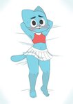 anthro blue_body blue_fur blush bottomwear clothed clothing crossdressing dakimakura feet femboy fur hands_behind_head lying male on_back open_mouth skirt solo tail tail_under_skirt thick_thighs tongue wide_hips young young_anthro threek cartoon_network the_amazing_world_of_gumball gumball_watterson domestic_cat felid feline felis mammal 2020 absurd_res dakimakura_design digital_media_(artwork) hi_res