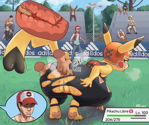all_fours anal anal_fingering anal_penetration anthro anus athletic athletic_female being_watched big_anus big_butt blush bodily_fluids breath butt butt_grab butt_squish cleft_tail clothing cloud cosplay_pikachu_(costume) crowd drooling female feral fingering forest fur genitals grass group hand_on_butt hat headgear headwear human_on_anthro internal interspecies level_number looking_at_another looking_back male male/female male_on_feral markings messy mole_(marking) musk number open_mouth outside outside_sex paws penetration plant pokeball pokephilia public public_exposure public_nudity public_sex saliva saliva_on_tongue saliva_string sex sky squish stadium steam street_lamp tail text tight_clothing tongue tongue_out torn_clothing tree vulva wet wrestler wrestling yellow_body yellow_fur kiu-wot nintendo pokemon cosplay_pikachu_(character) pikachu_libre pokemon_trainer generation_1_pokemon human mammal pikachu pokemon_(species) 2021 digital_media_(artwork) hi_res shaded