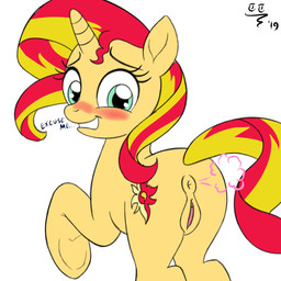 animal_genitalia animal_vulva anus blush butt dialogue equine_anus equine_genitalia equine_vulva fart fart_cloud female female_farting female_feral feral genitals green_eyes horn mane multicolored_mane simple_background solo text two_tone_mane two_tone_tail vulva white_background tomtornados equestria_girls friendship_is_magic hasbro my_little_pony mythology sunset_shimmer_(eg) equid equine horse mammal mythological_creature mythological_equine pony unicorn 1:1 2019 dated english_text signature