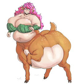belly big_breasts breasts butt female female_taur freckled_back freckled_breasts freckled_butt freckled_face freckled_hips freckled_shoulders freckles hair overweight overweight_female overweight_taur pink_hair simple_background solo white_background grindaviking deer deer_taur mammal mammal_taur taur 2025 hi_res
