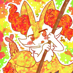 ambiguous_anthro ambiguous_gender anthro biped blush dipstick_tail food front_view holding_object holding_stick looking_at_viewer markings object_in_tail outline shrimp_(food) snout solo stick tail tail_markings textured tongue tongue_out annyui0611 nintendo pokemon braixen canid generation_6_pokemon mammal pokemon_(species) 1:1 2022 digital_drawing_(artwork) digital_media_(artwork) half-length_portrait hi_res japanese_description portrait translated_description