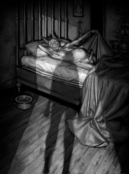 balls bed bedroom belly big_belly bloated christian_cross christian_symbol cross crucifix erection furniture genitals humanoid_genitalia humanoid_penis looking_at_viewer male not_furry painting_(object) penis religion religious_symbol shadow smile solo kerbcrawlergho1 christianity jesus_christ demon humanoid absurd_res hi_res