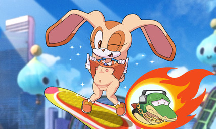 4_fingers accessory anthro biped blue_necktie blurred_background bodily_fluids bottomless bottomwear brown_eyes brown_nose camel_toe chain_necklace clothed clothed_anthro clothed_female clothing clothing_lift collared_dress cutaway dipstick_ears dress dress_lift duo ear_markings electronics expression_cutaway fangs female female_anthro fingers flashing flat_chested floppy_ears footwear fur genitals glistening glistening_eyes gloves gold_(metal) gold_jewelry gold_necklace green_body handwear headphones jewelry long_ears looking_at_viewer lop_ears male markings multicolored_body multicolored_ears multicolored_fur navel necklace necktie nipples no_underwear one_eye_closed open_mouth open_smile orange_body orange_clothing orange_dress orange_ear_tips orange_footwear orange_fur orange_shoes panties pedophilia_temptation pink_inner_ear shoes short_tail skirt skirt_lift smile socks sparkles sweat sweaty_face tail tan_body tan_fur tan_tail teeth tongue underwear upskirt vulva white_body white_clothing white_footwear white_fur white_gloves white_handwear white_panties white_socks white_underwear wink winking_at_viewer young young_anthro young_female mia_(artist) pervymarioman sega sonic_the_hedgehog_(series) cream_the_rabbit vector_the_crocodile crocodile crocodilian lagomorph leporid mammal rabbit reptile scalie 2026 absurd_res digital_media_(artwork) hi_res