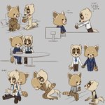 1:1 aggretsuko ailurid anai_(aggretsuko) anthro badger between_legs blush bottomless bottomwear casual_nudity chopsticks clothed clothing cseed cuddling duo eating eyes_closed flaccid flustered genitals hand_holding hand_on_belly happy hi_res intimate japanese_badger looking_at_another looking_at_partner lounging male male/male mammal meles mustelid musteline necktie nipples nude office_clothing open_bottomwear open_clothing open_pants open_shirt open_topwear pants penis plant reclining red_panda resasuke romantic romantic_couple sanrio shirt sitting sleeping smile spooning suit talking_to_another talking_to_partner toony topwear underwear white_clothing white_underwear working
