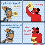 anthro box container cookie dialogue duo eating food holding_object horn humor machine male open_mouth standing text dasoupguy reboot_(character) soup_(dasoupguy) bovid caprine domestic_sheep mammal protogen robot sheep 1:1 2021 comic english_text hi_res multiple_scenes url