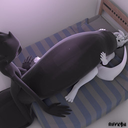 anthro balls bed bed_sheet bedding big_balls big_penis black_body duo foreskin furniture genitals glistening glistening_genitalia glistening_penis hair hand_on_another's_penis hand_on_bed hand_on_penis high-angle_view huge_balls huge_penis hyper hyper_balls hyper_genitalia hyper_penis kneeling licking licking_tip looking_at_another's_penis looking_at_genitalia looking_at_penis lying lying_on_bed male male/male male_anthro male_humanoid medium_hair nude nude_anthro nude_humanoid nude_male on_bed oral penile penis penis_lick pillow pink_sclera sex size_difference slim slim_humanoid slim_male smothering spread_legs spreading tail tongue rifykoh microsoft minecraft mojang xbox_game_studios rif_(rifykoh) canid canine canis enderman humanoid mammal wolf 1:1 3d_(artwork) digital_media_(artwork) hi_res