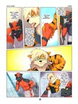 2021 3:4 abs absurd_res anthro anthrofied arcanine biceps blue_eyes bottomwear claws clothed clothing comic dialogue duo dylan_(zourik) english_text exercise eyewear footwear generation_1_pokemon generation_7_pokemon glasses gym hi_res humor inside leo_(zourik) male multiple_scenes muscular muscular_anthro muscular_male nervous nintendo pecs pokemon pokemon_(species) pokemorph shirt shorts shower steam surprise tank_top text topless topwear torracat towel towel_only vein waking_up wide_eyed zourik
