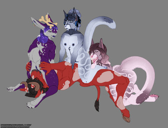3_eyes anthro antlers back_markings bodily_fluids breast_play breasts butt butt_grab cloven_hooves cum cum_in_mouth cum_in_vagina cum_inside cunnilingus digitigrade ear_piercing facial_piercing fangs female fungus fur genital_fluids genitals group group_sex hair hand_on_butt hooves horn licking lip_piercing lipstick makeup male male/female markings multi_eye multicolored_body multicolored_fur nipple_piercing nipples nude oral orgy pawpads penetration penile penis penis_lick piercing purple_body purple_fur purple_hair purple_lipstick red_body red_fur sex teeth titfuck tongue vaginal vaginal_fluids vaginal_penetration spiritwhitewolf microsoft minecraft mojang xbox_game_studios opal_(spiritwhitewolf) regs_(theregularmexican) sapphire_(hexidimentional) taylor_jackalope bovid bovine domestic_cat elemental_creature felid feline felis fungi_fauna jackalope lagomorph mammal mooshroom absurd_res hi_res indirect_incest_(lore) sibling_(lore) sister_(lore) twins_(lore)