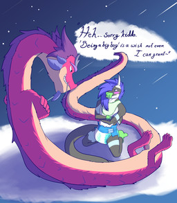 ageplay anthro clothing cloud detailed_background dialogue diaper duo feral fur hair infantilism male male/male night object_in_mouth pacifier pacifier_in_mouth pink_body pink_fur purple_hair roleplay serpentine star tail text lonegreenorcacalf asian_mythology east_asian_mythology mythology wish_dragon long_(wish_dragon) aquatic cetacean dolphin dragon eastern_dragon mammal mythological_creature mythological_scalie oceanic_dolphin orca scalie toothed_whale absurd_res english_text hi_res