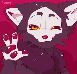 anthro chest_markings eyebrows eyelashes female fur markings neck_tuft pawpads pink_nose pink_pawpads purple_body purple_eyebrows purple_fur tuft white_body white_fur yellow_eyes toasty_teddy art_fight artfight2026 lumin_(mrmoopne) canid canine fennec_fox fox mammal true_fox absurd_res hi_res shaded watermark