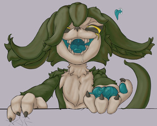 anthro bodily_fluids claws fur hair looking_at_viewer nude open_mouth pawpads paws saliva simple_background solo tail teeth tongue kaonari dust:_an_elysian_tail veli_(character) bat demon mammal nimbat absurd_res digital_media_(artwork) half-length_portrait hi_res portrait