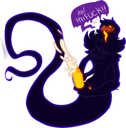 ahegao anthro blush bodily_fluids cum ejaculation genital_fluids genitals looking_pleasured male masturbation neck_tuft penis purple_body solo speech_bubble text tongue tongue_out tuft yellow_eyes yellow_penis aspenofsimpcon a_hat_in_time snatcher_(ahit) ghost spirit hi_res
