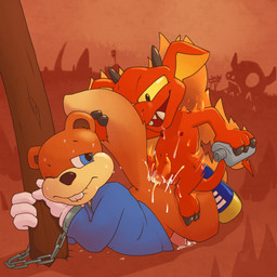 anal anal_penetration anthro balls bite biting_lip biting_own_lip blue_eyes bodily_fluids bottomless bound buckteeth butt_on_fire claws clothed clothing cuff_(restraint) cum cum_in_ass cum_inside cum_while_penetrated dominant dominant_male duo ejaculation erection fire flask forced fur genital_fluids genitals gloves handcuffs hands-free handwear hell humanoid_genitalia humanoid_penis jacket looking_back lying male male/male male_penetrated male_penetrating male_penetrating_male male_rape male_raped male_raping_male metal_cuffs navel nipples nude on_front one_eye_closed orgasm penetration penis post raised_tail rape restraints self_bite sex shackles spade_tail submissive submissive_male sweat tail tail_grab teeth topwear argon_vile conker's_bad_fur_day rareware conker eurasian_red_squirrel fire_imps_(conker's_bad_fur_day) imp mammal rodent sciurid tree_squirrel 1:1 hi_res