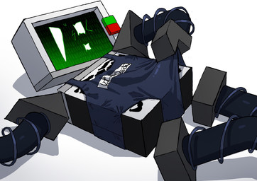 blush bodily_fluids bodysuit clothed clothing clothing_aside clothing_pull crossdressing electronics embarrassed for_a_head machine male not_furry on_model one-piece_swimsuit open_mouth school_swimsuit screen screen_face shy simple_background skinsuit solo solo_focus sweat sweatdrop swimwear television text tight_clothing 8q_lab die_of_death roblox badware_(die_of_death) object_head robot screen_head tv_head absurd_res hi_res japanese_text