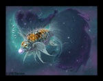 2006 black_border border cyprinid cypriniform fish gem goldfish marine pearl_(gem) solo space star tina_leyk