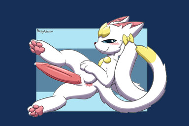 animal_genitalia anthro anus big_penis blush bodily_fluids femboy genital_fluids genital_slit genitals huge_penis male penis precum precum_on_penis presenting presenting_anus presenting_penis rear_view smug smug_grin solo tapering_penis feeshyartist remikyuki_(km-15) felid feline mammal philikkahn 3:2 absurd_res alpha_channel hi_res