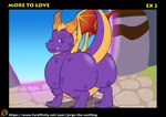 big_butt butt claws feral horn huge_butt looking_at_viewer looking_back male overweight overweight_male reverse_anvil_position smile smiling_at_viewer smirk smirking_at_viewer solo tail text thick_thighs wide_hipped_male wide_hips wings jorge-the-wolfdog activision mythology spyro_the_dragon spyro dragon mythological_creature mythological_scalie scalie absurd_res hi_res url