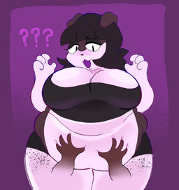 anthro bedroom_eyes belly belly_squeeze belly_squish big_belly big_breasts big_butt blush breasts butt disembodied_hand eyelashes female freckled_butt freckled_legs freckled_shoulders freckled_thighs freckles hand_on_belly long_eyelashes narrowed_eyes obese overweight seductive solo squish thick_thighs spellcasterrr angela_(spellcasterrr) border_collie canid canine canis collie domestic_dog herding_dog mammal pastoral_dog sheepdog hi_res