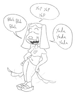 anthro bottomwear clothed clothing dialogue eyebrows female fur hair long_ears open_mouth pants round_nose shirt simple_background solo speech_bubble tail teeth text tongue topwear white_body rumcoat brandy_and_mr._whiskers disney brandy_harrington canid canine canis domestic_dog mammal digital_media_(artwork) english_text handwritten_text monochrome