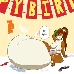 accidental_vore anthro balls big_balls biped birthday bodily_fluids breasts brown_body brown_fur brown_hair clothing cock_vore cum cum_vore dialogue digestion excessive_cum excessive_genital_fluids footwear fur genital_fluids genitals green_eyes gynomorph hair huge_balls hyper hyper_balls hyper_genitalia intersex legwear nipples nude panties penile penis slightly_chubby socks solo sound_effects text underwear vore white_body white_fur pashoo blizzard_entertainment warcraft qin_(character) bear mammal pandaren red_pandaren 1:1 aliasing digital_media_(artwork) english_text