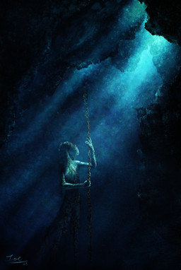 algae chain light light_beam overgrown rust sculpture sea seabed statue underwater water dirtypaperjoe reptile scalie snake 2025 absurd_res digital_media_(artwork) digital_painting_(artwork) hi_res painting_(artwork)