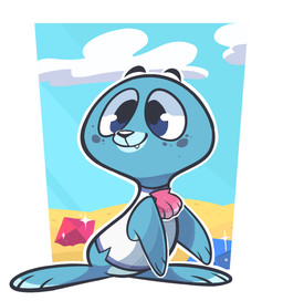 beach blue_body blue_fur bottomless clothed clothing cute_fangs detailed_background fangs feral fin freckles fur gem male on_hind_legs outside seashell seaside shell sky skyscape solo teeth toony topwear mitis-cat activision spyro_the_dragon snappy_(spyro) aquatic mammal pinniped sea_lion 2019 aliasing digital_media_(artwork) full-length_portrait hi_res portrait