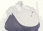 anthro arm_rolls belly belly_rolls big_belly big_butt big_cheeks bodily_fluids butt button_(fastener) chubby_cheeks clothed clothing double_chin dressing fat_rolls flying_sweatdrops fur leg_rolls male moobs morbidly_obese morbidly_obese_anthro morbidly_obese_male navel obese obese_anthro obese_male overweight overweight_anthro overweight_male solo standing straining_buttons struggling sweat sweatdrop thick_thighs tight_clothing wide_hips alek.s canid canine canis domestic_dog mammal hi_res