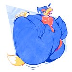 abstract_background anthro belly belly_crush belly_rolls big_belly biped blue_body blue_feathers blue_nose clothed clothing duo fat_rolls feathers fur male multicolored_body multicolored_fur obese obese_anthro obese_male overweight overweight_anthro overweight_male red_clothing simple_background smushing two_tone_body two_tone_fur white_body white_fur yellow_body yellow_fur boot_(artist) nintendo star_fox falco_lombardi fox_mccloud avian bird mammal 2022 digital_media_(artwork)