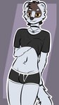 anthro bottomwear bulge choker clothed clothing collar ear_piercing jewelry looking_at_viewer male navel necklace piercing raised_clothing raised_topwear smug smug_grin solo tight_bottomwear tight_clothing tired_eyes topwear underwear yaboyfoz! mammal mustelid musteline stoat true_musteline weasel 9:16 absurd_res hi_res