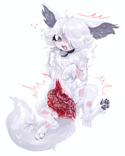 barefoot blush bodily_fluids collar collar_only disembowelment featureless_chest feet female feral gore guts gutspill happy_gore hindpaw intestines looking_pleasured nude organs paw_pose pawpads paws pose scar self-harm self-harm_scars simple_background solo tears toony white_background gorebunny absurd_res hi_res selectively_detailed