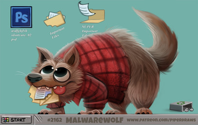 all_fours ambiguous_gender anthro black_eyes blue_background bottomless brown_body brown_fur clothed clothing fangs folder fur humor pun simple_background solo teeth text tongue tongue_out trash_can visual_pun whiskers piper_thibodeau mythology canid canine mammal mythological_canine mythological_creature werecanid werecanine werecreature werewolf digital_media_(artwork) digital_painting_(artwork) english_text painting_(artwork) url