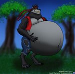 accessory anthro arm_tuft belly belly_tuft big_belly bloated bottomwear canid canine canis cheek_tuft chin_tuft claws clothing denim denim_bottomwear denim_clothing dire_(fortnite) elbow_tuft english_text epic_games facial_tuft fangs finger_claws fortnite fur gluttony grass hand_on_belly hand_on_own_belly head_tuft headband hi_res jeans k9manx90_(artist) knee_tuft leg_tuft male mammal multicolored_body multicolored_eyes multicolored_fur muscular mythological_canine mythological_creature mythology navel navel_outline navel_tuft neck_tuft night obese obese_anthro obese_male overweight overweight_anthro overweight_male pants pecs plant red_clothing red_topwear red_vest sharp_teeth shoulder_tuft solo stuffing teeth text toe_claws topwear torn_bottomwear torn_clothing torn_jeans torn_pants torn_vest tree tuft underbelly vest were werecanid werecanine werewolf wolf