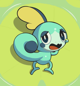 ambiguous_gender blue_body blue_eyes bodily_fluids chibi crying feral looking_at_viewer looking_back lying on_back open_mouth simple_background solo tears tongue inkune nintendo pokemon generation_8_pokemon mammal pokemon_(species) sobble absurd_res hi_res