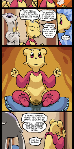 anthro barefoot blush bodily_fluids bottomless breath butt clothed clothing duo embarrassed eyes_closed feet genital_fluids male meditation sighing sitting speech_bubble text toilet_paper urine wet wet_clothing wetting conditional_dnp grumpyvulpix nintendo pokemon canid canine generation_5_pokemon mammal mienfoo mienshao pokemon_(species) absurd_res aliasing comic digital_media_(artwork) english_text hi_res signature