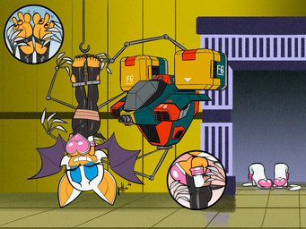 5_toes anthro bat_wings bdsm black_nails bondage bound clothed clothing colored_nails feet female machine membrane_(anatomy) membranous_wings nails soles tickling tickling_feet toes upside_down wings lettuce_(artist) sega sonic_the_hedgehog_(series) rouge_the_bat bat mammal robot absurd_res hi_res