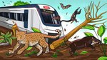 ambiguous_gender blue_sky deforestation destruction environmentalism group mexico plant running sky train tree tren_maya vehicle unknown_artist real_world atelid bat felid haplorhine jaguar mammal monkey new_world_monkey pantherine primate spider_monkey tapir 16:9 hi_res widescreen