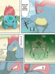 3:4 beach bodily_fluids bulbasaur chigiri comic dialogue digital_media_(artwork) duo english_text feral feraligatr generation_1_pokemon generation_2_pokemon hi_res ivysaur male nintendo outside pokemon pokemon_(species) profanity sand seaside tears text