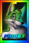 anthro black_eyebrows black_nose border eyebrows fur gradient gradient_text green_body green_eyes green_fur hair looking_at_viewer male rainbow rainbow_border rainbow_gradient simple_background smile solo teeth white_body white_fur blakefox fidget_the_fox canid canine fox mammal 2:3 absurd_res bust_portrait character_badge_(artwork) character_name hi_res portrait shaded